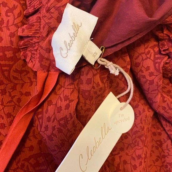 NWT XS Long Sleeve Red Cleobella Mini Dress - Picture 8 of 8